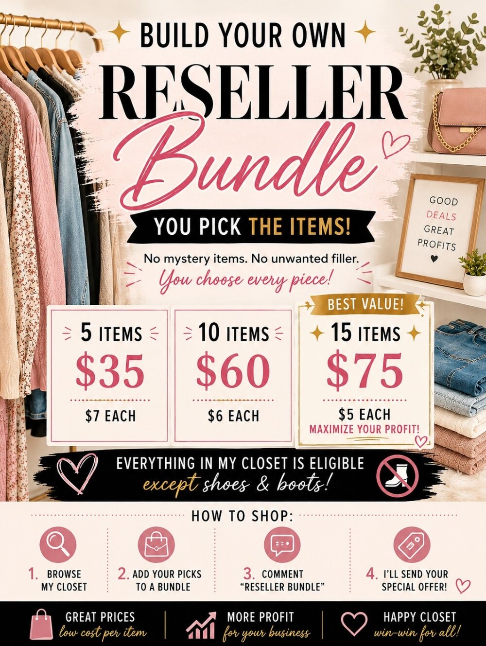 Build Your Own Reseller Bundle | You Pick | 5 10 15 Piece Lot